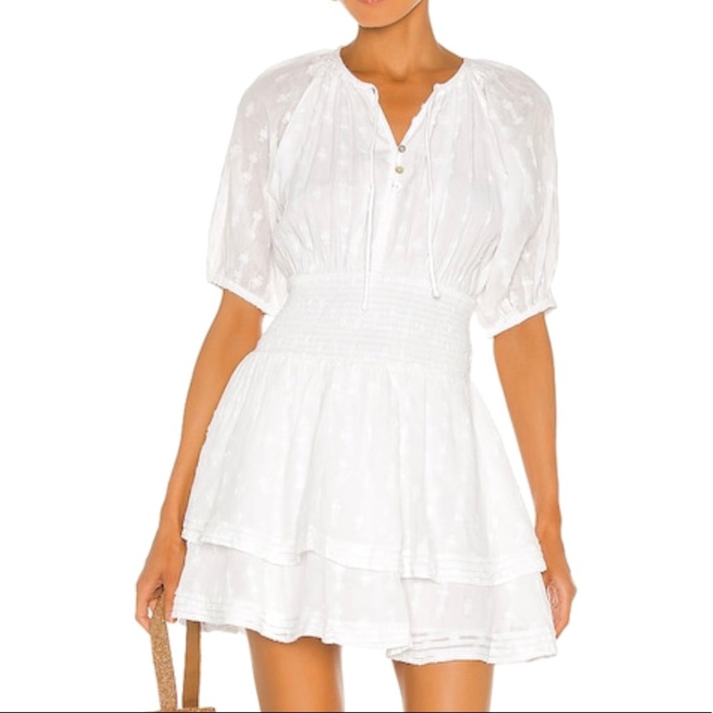 Cleobella White Tiered Mini Dress